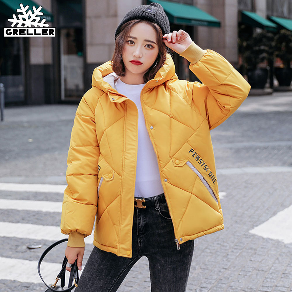 GRELLER 2020 New Autumn Winter Jacket Women Parkas Hooded Thick Down Cotton Padded Female Jacket Short Winter Coat Women Outwear LJ201127