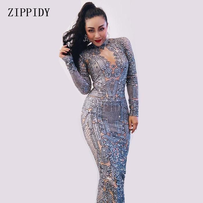 Silver Rhinestones Spandex Long Dress Women's Birthday Celebrate Outfit Prom Dance Wear Female Singer Stage Dresses
Silver Rhinestones Spandex Long Dress Women's Birthday Celebrate Outfit Prom Dance Wear Female Singer Stage Dresses