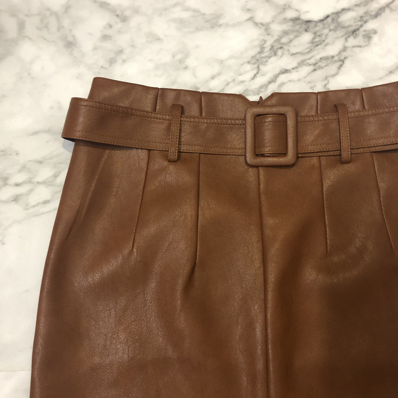 REALEFT Spring PU Leather Skirts Elegant Pencil Midi Skirts High Waist Split Sheath Wrap Skirts with Belt Female New 201110