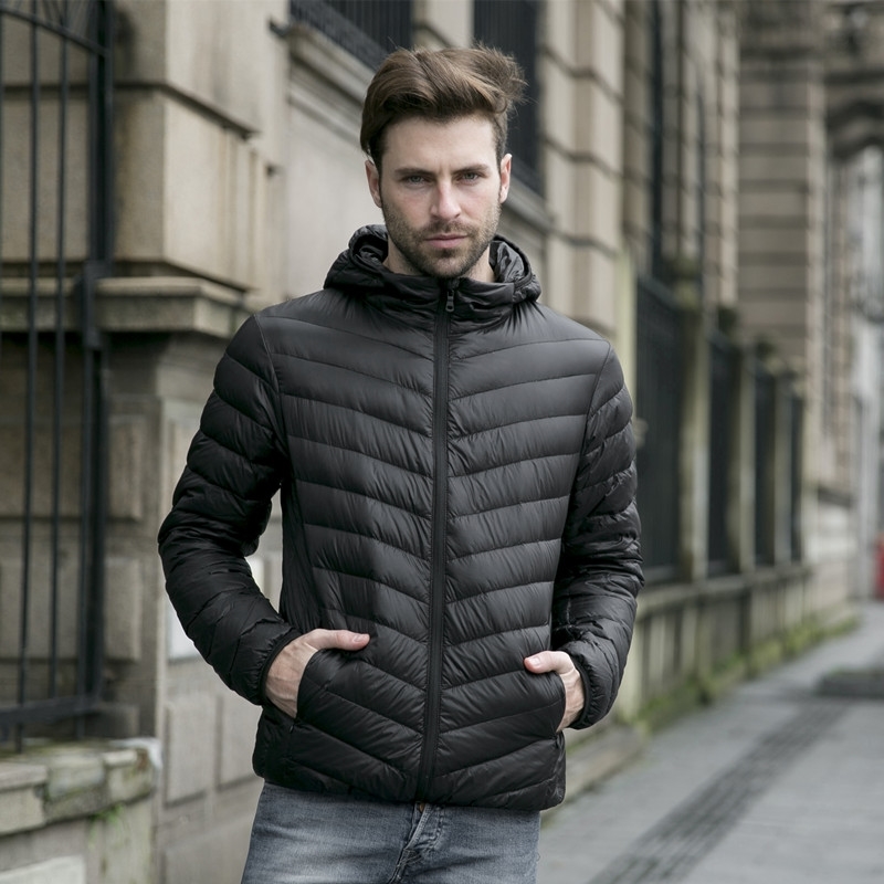New autumn winter ultra thin duck down men jacket plus size XXXL hooded jacket for men fashion mens Outerwear coat 201223