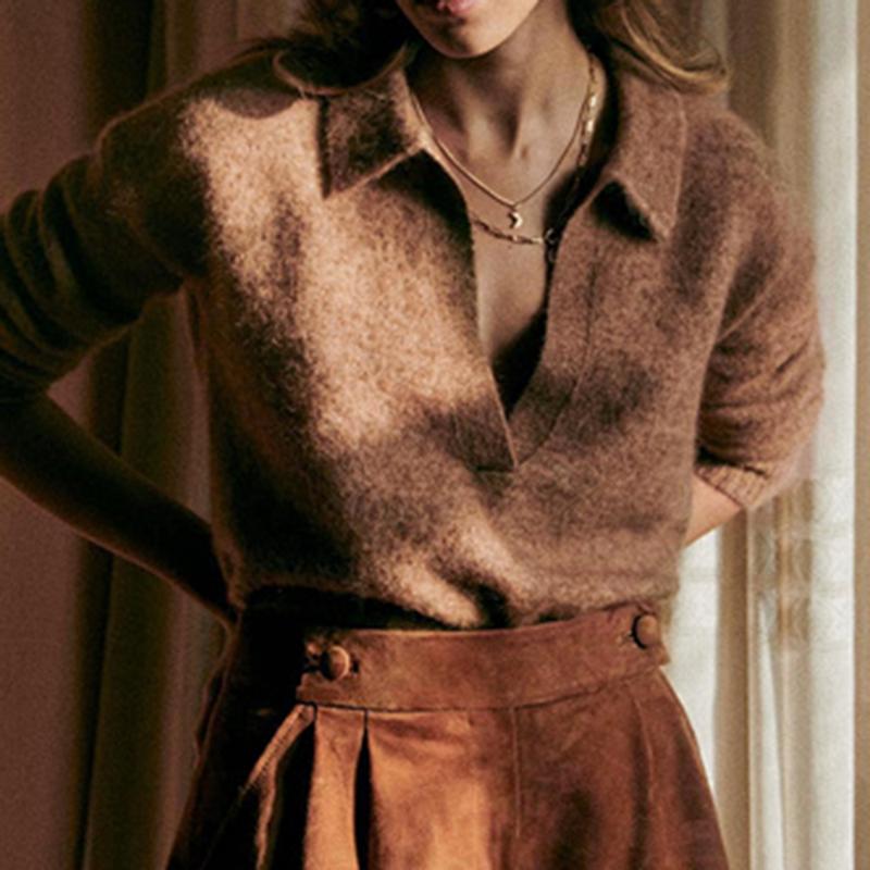 Chic Pullover Women Mohair Knitted 2021 Deep V Neck Long Sleeve Loose Soft Casual Sweater Spring Vintage Retro Sweaters Elegant, Brown
Chic Pullover Women Mohair Knitted 2021 Deep V Neck Long Sleeve Loose Soft Casual Sweater Spring Vintage Retro Sweaters Elegant, Brown