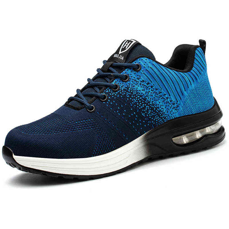 Breathable Men Work Safety Shoes Anti-smashing Steel Toe Cap Working Boots Construction Indestructible Work Sneakers Men Shoes 220105
