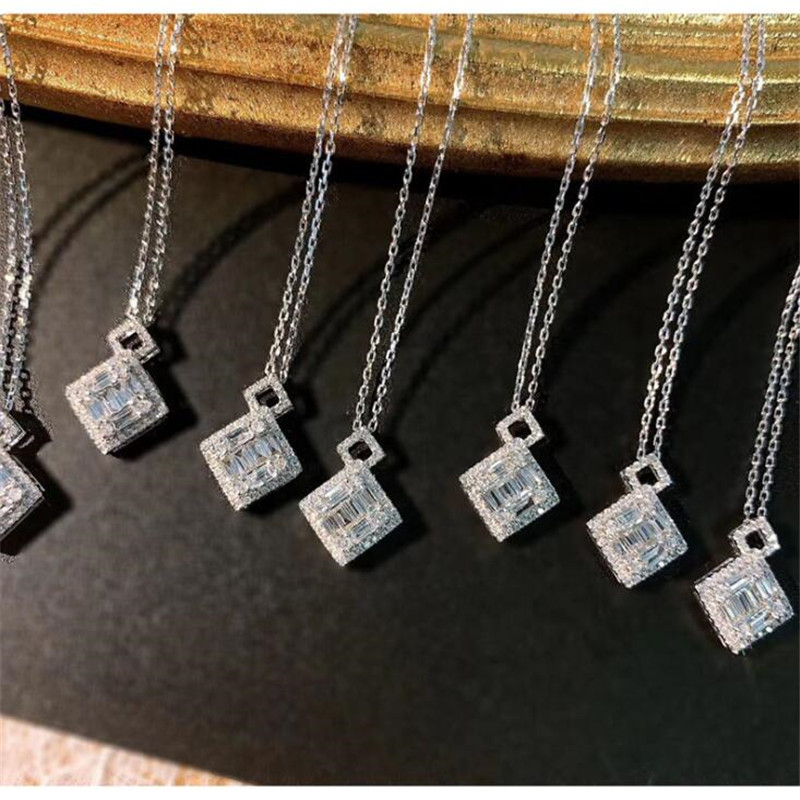 Sterg Sier Princess Cut Pendant Necklace with Sparkg White Topaz & CZ Dias 079f