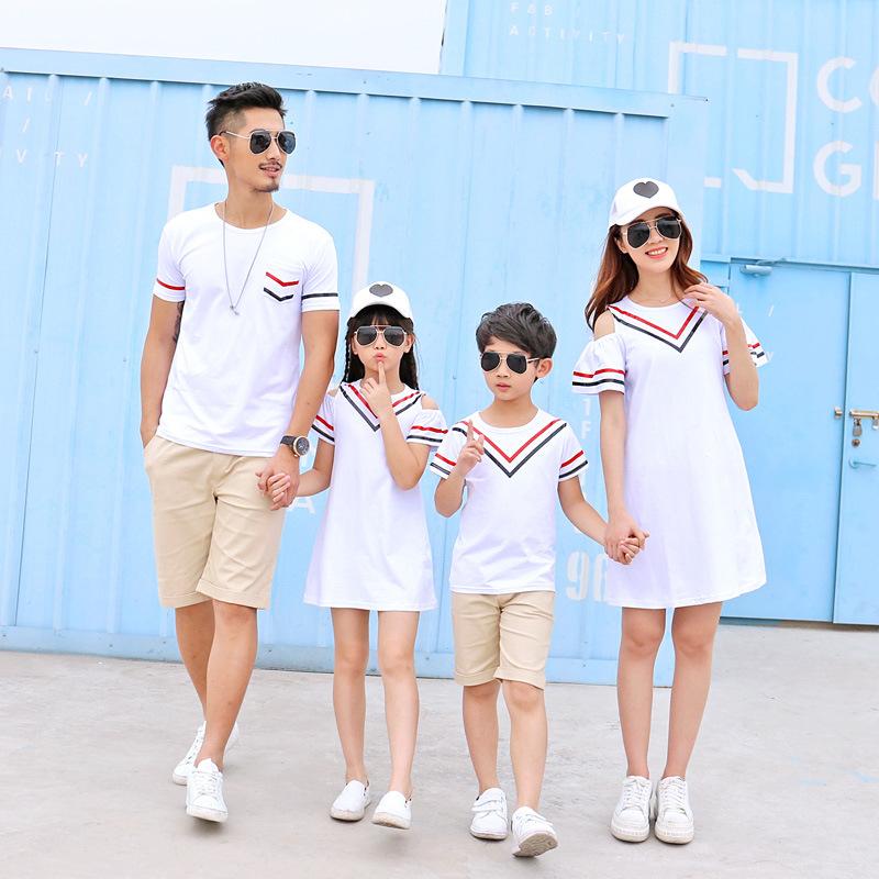 Family Look Mother Daughter Dress 2020 Summer Cotton Short Sleeves T Shirt+shorts Set Stripe A-line Dress for Girl Boys T Shirt, White
Family Look Mother Daughter Dress 2020 Summer Cotton Short Sleeves T Shirt+shorts Set Stripe A-line Dress for Girl Boys T Shirt, White