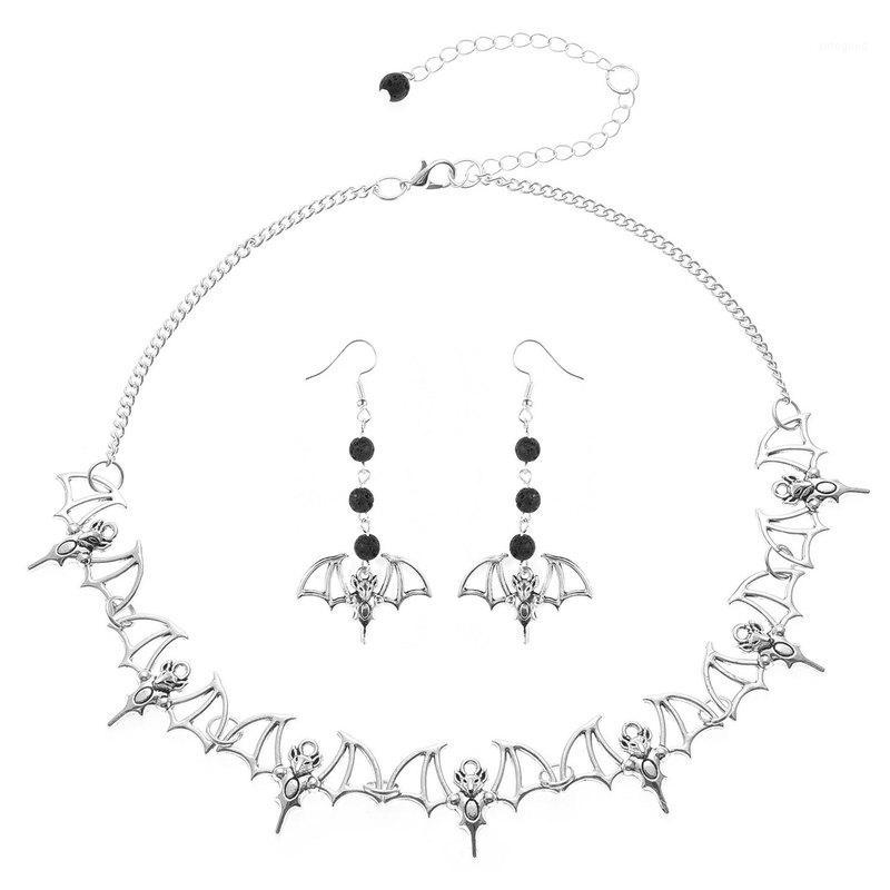 Earrings & Necklace Fashion Silver Color Metal Hollow Bat Pendant Ladies Personality Volcanic Stone Dangle Jewelry Sets Women1, As pic
Earrings & Necklace Fashion Silver Color Metal Hollow Bat Pendant Ladies Personality Volcanic Stone Dangle Jewelry Sets Women1, As pic