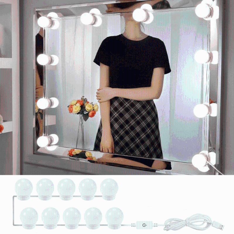 Hollywood Led Vanity Mirror Lights for Makeup 5V Lighted Makeup Wall Lamp Stepless Dimmable Vanity Light Bulb for Dressing Table
Hollywood Led Vanity Mirror Lights for Makeup 5V Lighted Makeup Wall Lamp Stepless Dimmable Vanity Light Bulb for Dressing Table