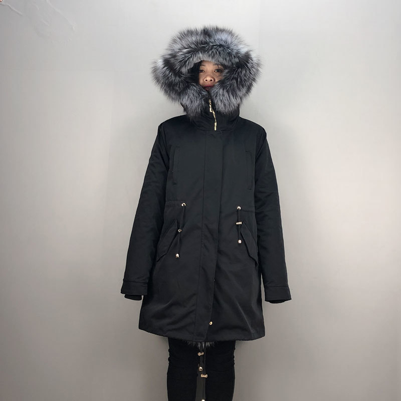 parka Winter woman jacket coat real rabbit lining Natural Fox fur collar QD.YISHANG 201103