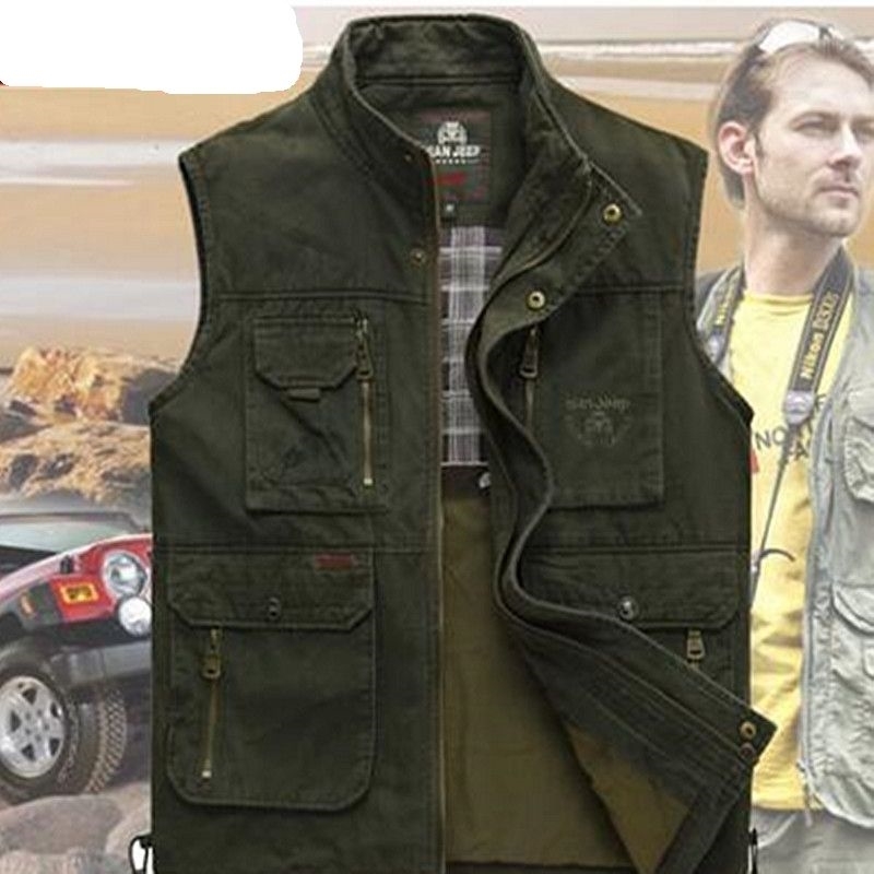 The classic high quality pure cotton vest Spring and summer leisure Many pocke photography vest men director coat 201216