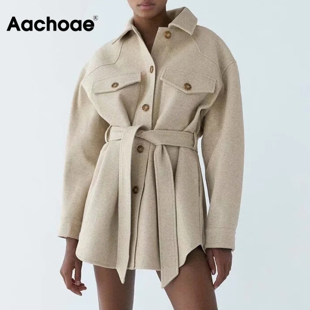 Aachoae Autumn Winter Women Chic Wool Coats With Belt 2020 Solid Long Sleeve Pockets Outerwear Turn Down Collar Elegant Coat, Tan;black
Aachoae Autumn Winter Women Chic Wool Coats With Belt 2020 Solid Long Sleeve Pockets Outerwear Turn Down Collar Elegant Coat, Tan;black