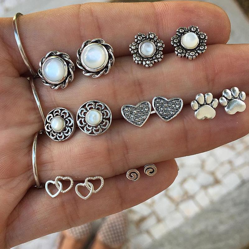 14 Pcs/Set Women Bohemian Sun Flowers Hearts Love Footprints Hollow Gold Silver Color Earrings Set Creative Party Jewelry
14 Pcs/Set Women Bohemian Sun Flowers Hearts Love Footprints Hollow Gold Silver Color Earrings Set Creative Party Jewelry