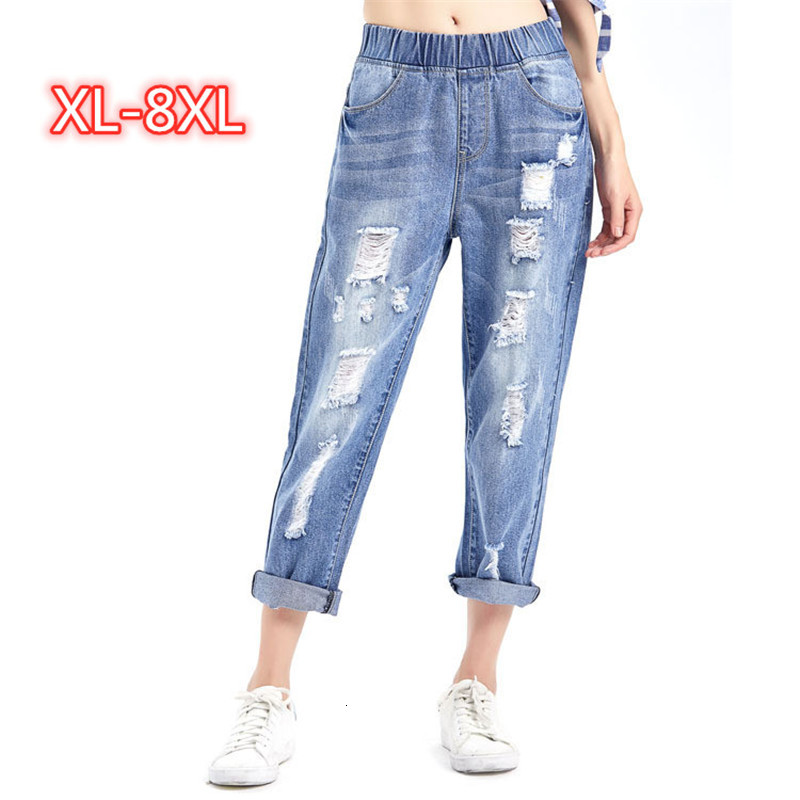 2021 New 8xl Summer Ripped Boyfriend Jeans Women Fashion High Waist Stretch Denim Harem Pants Plus Size Pantalones Mujer Vaqueros Y405 Z7l1, Blue
2021 New 8xl Summer Ripped Boyfriend Jeans Women Fashion High Waist Stretch Denim Harem Pants Plus Size Pantalones Mujer Vaqueros Y405 Z7l1, Blue