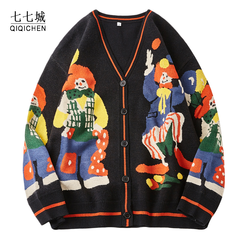 Christmas Knitted Sweater Women Cardigan Oversized Streetwear Knit Jumper Funny Clown Print Cotton Mens Harajuku Knit Coats, Black
Christmas Knitted Sweater Women Cardigan Oversized Streetwear Knit Jumper Funny Clown Print Cotton Mens Harajuku Knit Coats, Black