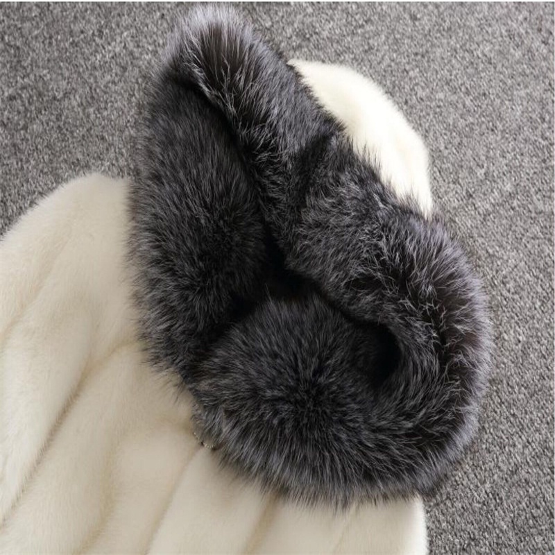 Wedding Accessories Fur Coat Gorgeous Women's White Black Mink Winter Thick Hooded Fur Jacket In Stock