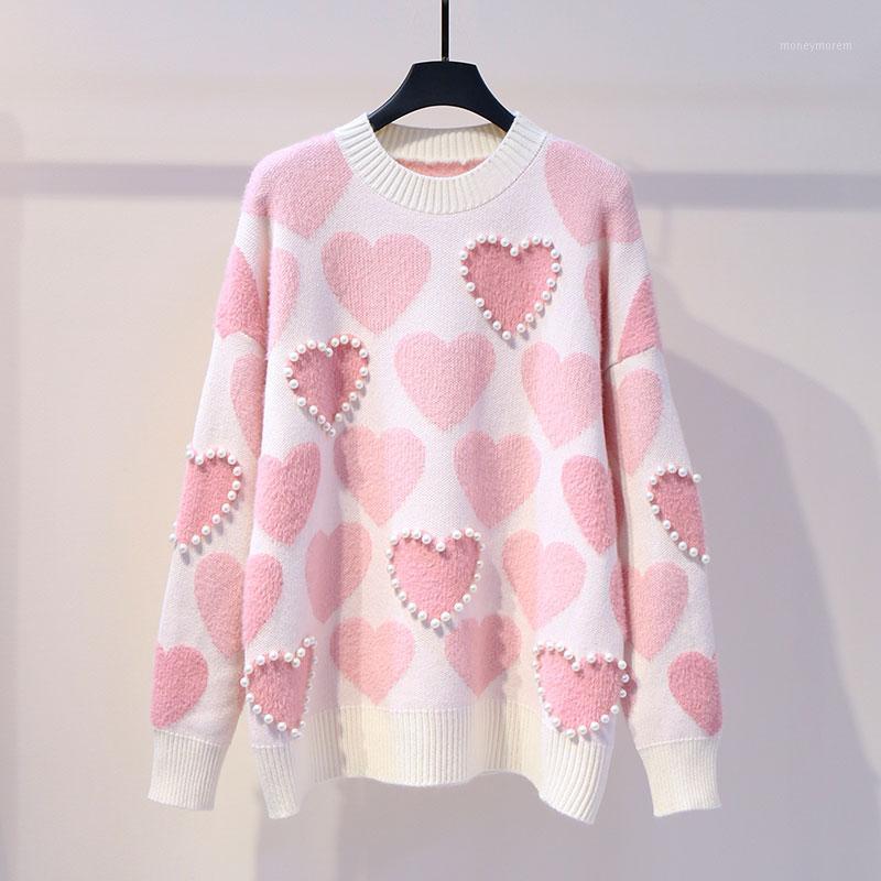 Women Knitted Sweater and Pullovers Oneck Pearls Beading Sweaters Sweet Heart Pull Jumpers Long Sleeve Kawaii Pull1, Pink
Women Knitted Sweater and Pullovers Oneck Pearls Beading Sweaters Sweet Heart Pull Jumpers Long Sleeve Kawaii Pull1, Pink
