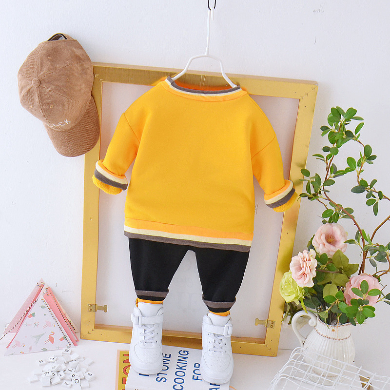 Fashion Autumn Winter Baby Girl Clothes New Children Boys Thicken T Shirt Pants 2Pcs/sets Toddler Casual Costume Kids TracksuitsX1019