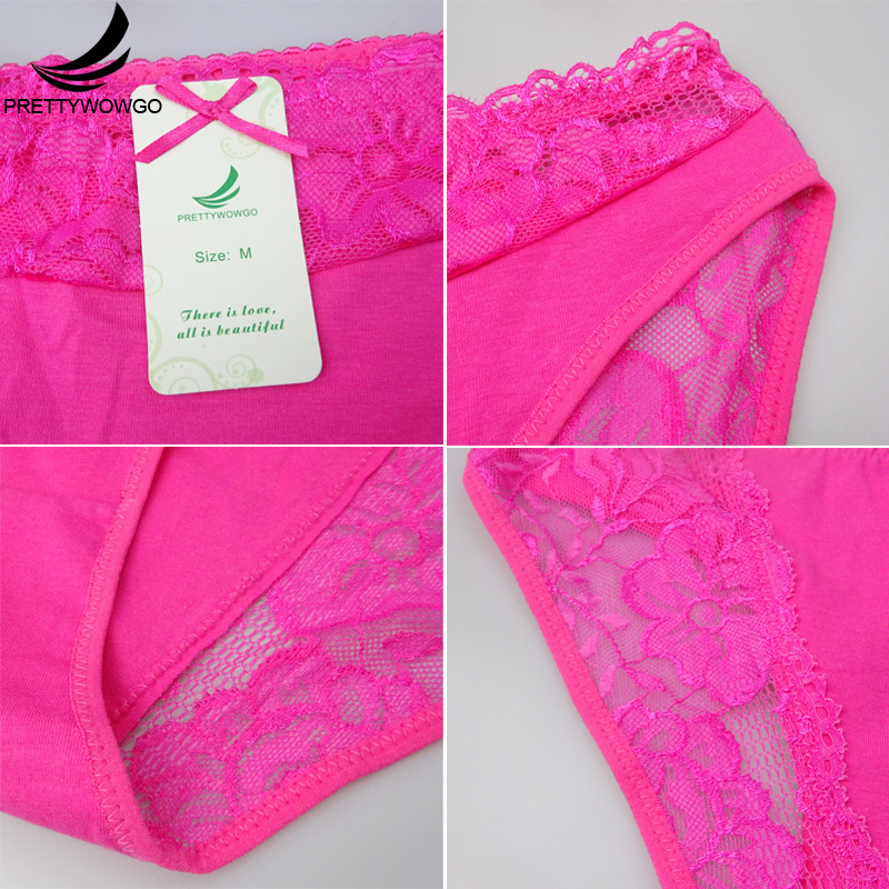 6 Pcs/Lot Women Underwear Sexy Lace 6 Candy Color Women's Cotton Panties 887 201112