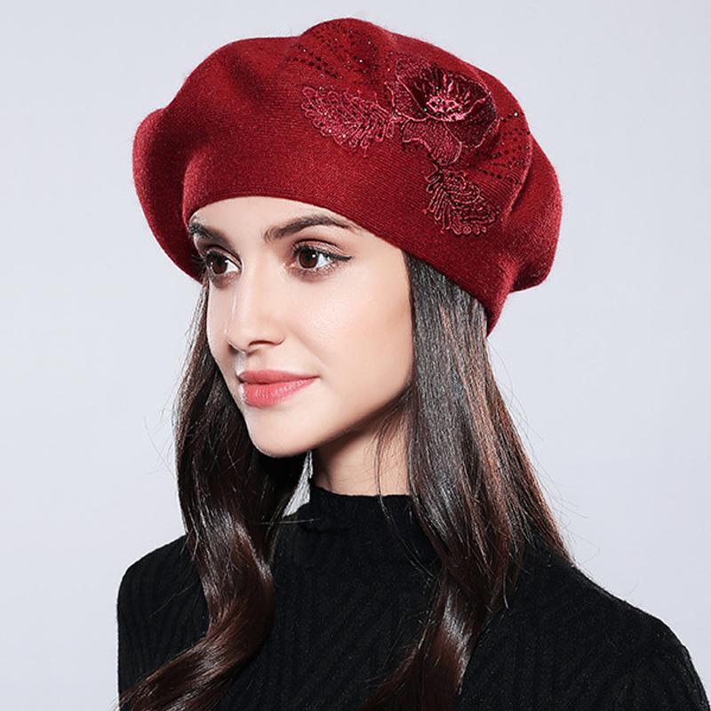 Women Beret Elegant Flower Rhinestones New Autumn Winter Wool High Quality Knitted Female Cotton Hats Caps Women Berets, Black
Women Beret Elegant Flower Rhinestones New Autumn Winter Wool High Quality Knitted Female Cotton Hats Caps Women Berets, Black