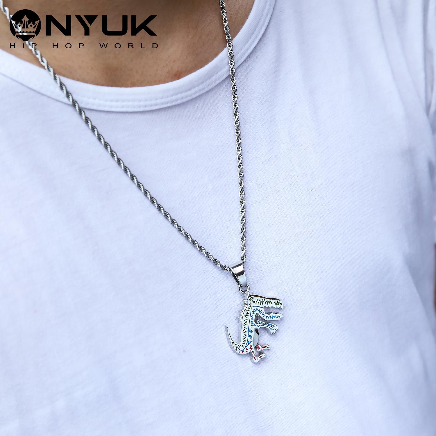 Dinosaur Necklace hiphop Gold Silver Color Pendant Fashion Punk Gothic Jewelry Men Women Wholesale Golden Jewelry Dropshipping