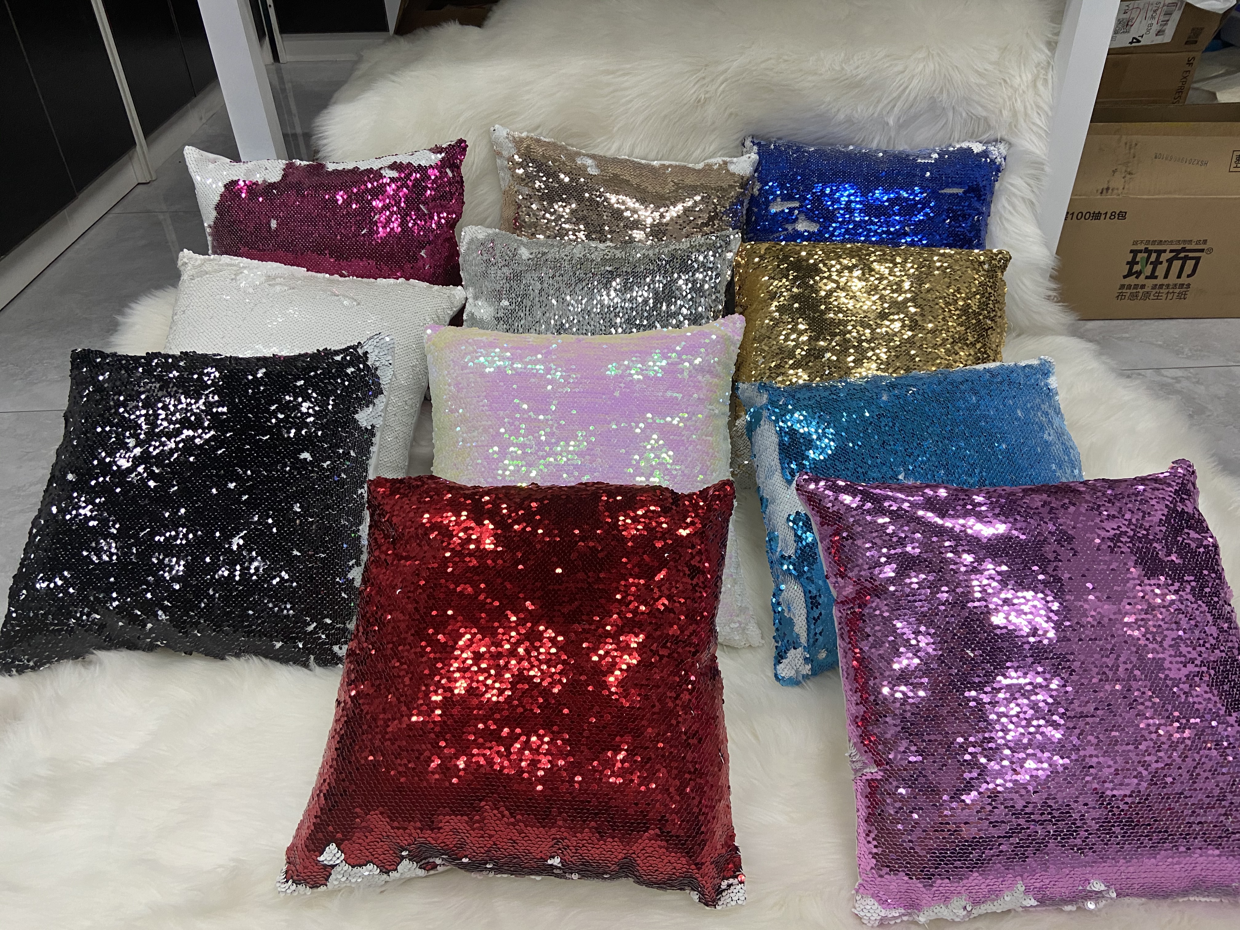 Free shippping 10pcs/Lot 16x16 inch New Arrival Sublimation Sequin Pillow Case For Hotel/Bed/Decoration от DHgate WW