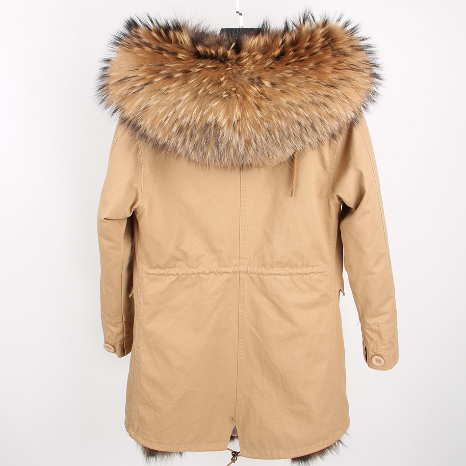 Women Parkas Real Natural Fur Winter Parka Raccoon Fur Collar Fox Fur Liner Jacket Coat Women's jacket 201125