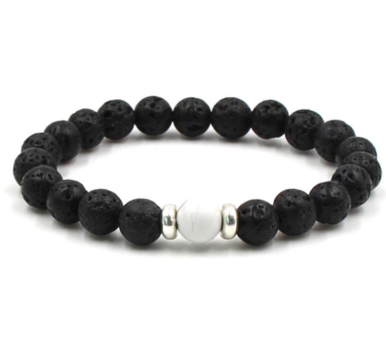 Black Natural Vocanic Rock Beaded Strand Bracelets Chakra Yoga Bracelet Essential Oil Diffuser Bracelets for Men Women Stone Hand Chain Wholesale Pric