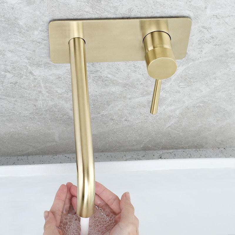 MTTUZK maBlack Bathroom Basin Faucet Wall Mounted Brushe Gold Brass Mixer Tap With Embedded Box Wall-Mounted Concealed Faucet1
MTTUZK maBlack Bathroom Basin Faucet Wall Mounted Brushe Gold Brass Mixer Tap With Embedded Box Wall-Mounted Concealed Faucet1