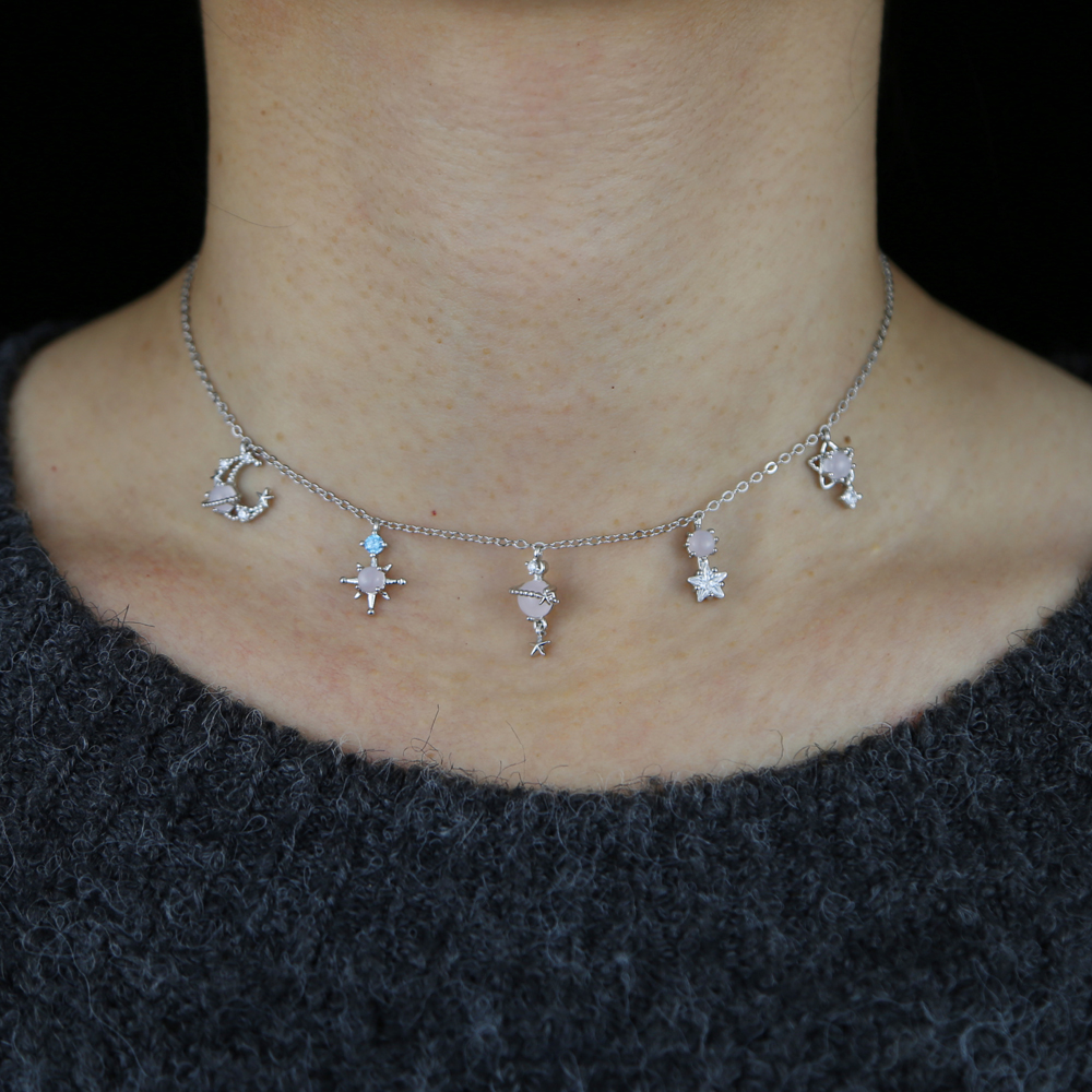 Fashion Women Girl Jewelry Cute Lovely Moon Star starry sky Charms Drop Choker Necklace 2021 New Trendy