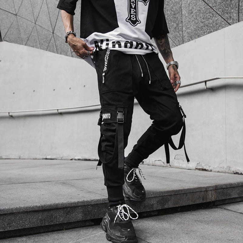 April MOMO Men New Spring Hip Hop Pants Club Singer Stage Costume Trousers Ribbons Streetwear Joggers Sweatpants Hombre 201118