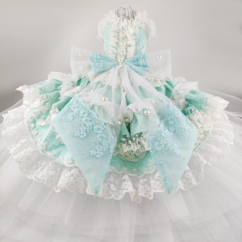 Free Shipping Handmade Dog Clothes Luxury Dog Dress Classic Chapel Train Gown Pearl Lace Tulle Pets Wedding Dress Photography, Light green
Free Shipping Handmade Dog Clothes Luxury Dog Dress Classic Chapel Train Gown Pearl Lace Tulle Pets Wedding Dress Photography, Light green