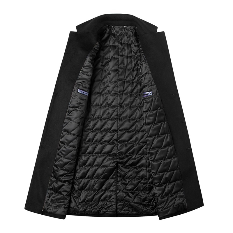 YOUTHUP Men's Winter Long Jacket Wool Single Breasted Slim Business Coats Overcoats Topcoat Mens Fitness Coat Streetwear 2 Color 201222
