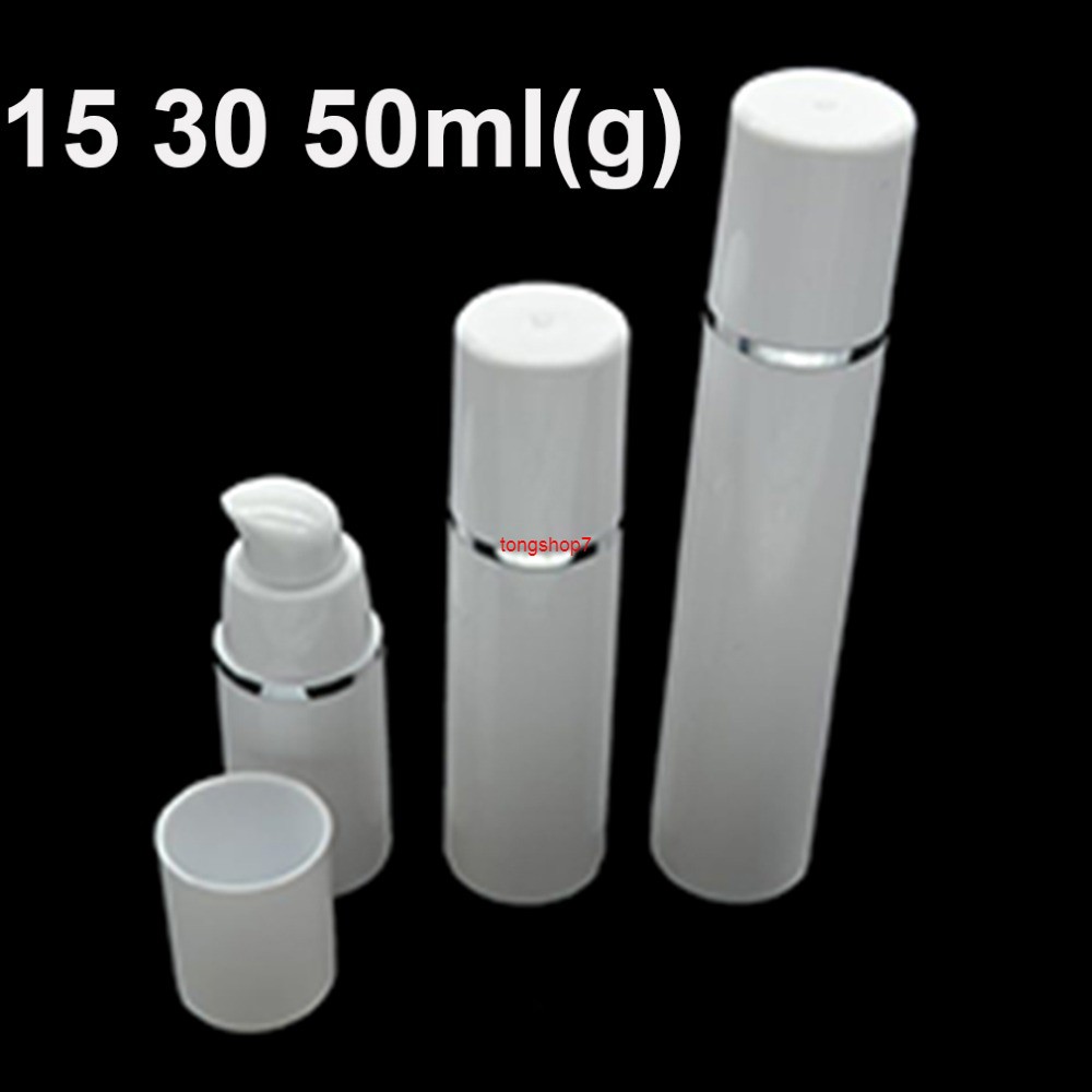 30pcs Airless Pump Bottle Plastic Container White Empty Cosmetic Bottles Cylindrical Refill Tubes Silver Line Cap 15ml 30ml 50mlshipping
30pcs Airless Pump Bottle Plastic Container White Empty Cosmetic Bottles Cylindrical Refill Tubes Silver Line Cap 15ml 30ml 50mlshipping
