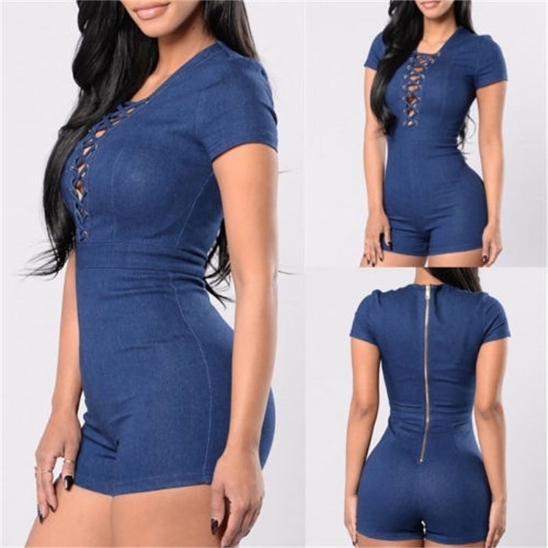Women Bodycon Tunic Short Sleeve Denim Jeans Romper Playsuit Short Trousers Hollow Out Bodysuits Solid Sexy Club Jumpsuit Y200904, Black;white
Women Bodycon Tunic Short Sleeve Denim Jeans Romper Playsuit Short Trousers Hollow Out Bodysuits Solid Sexy Club Jumpsuit Y200904, Black;white