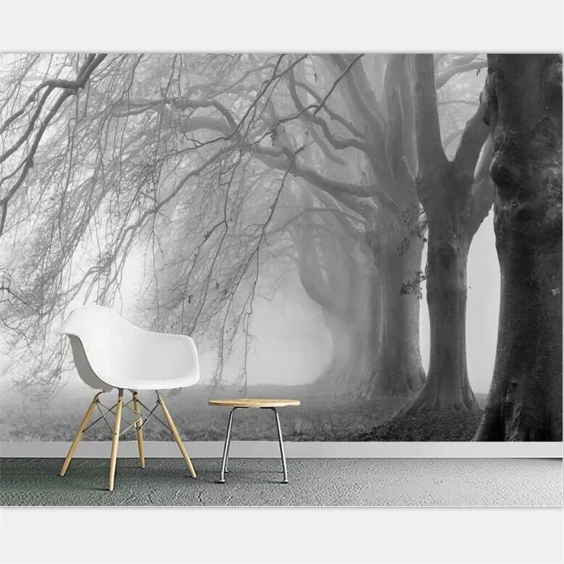 Custom Wallpaper mural black and white abstract tree decoration TV background Restaurant hotel Waterproof