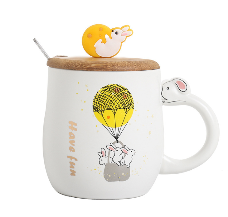 Korean creative personality simple mug cartoon cute ceramic cup with wooden lid spoon home breakfast milk cup, Customize
Korean creative personality simple mug cartoon cute ceramic cup with wooden lid spoon home breakfast milk cup, Customize