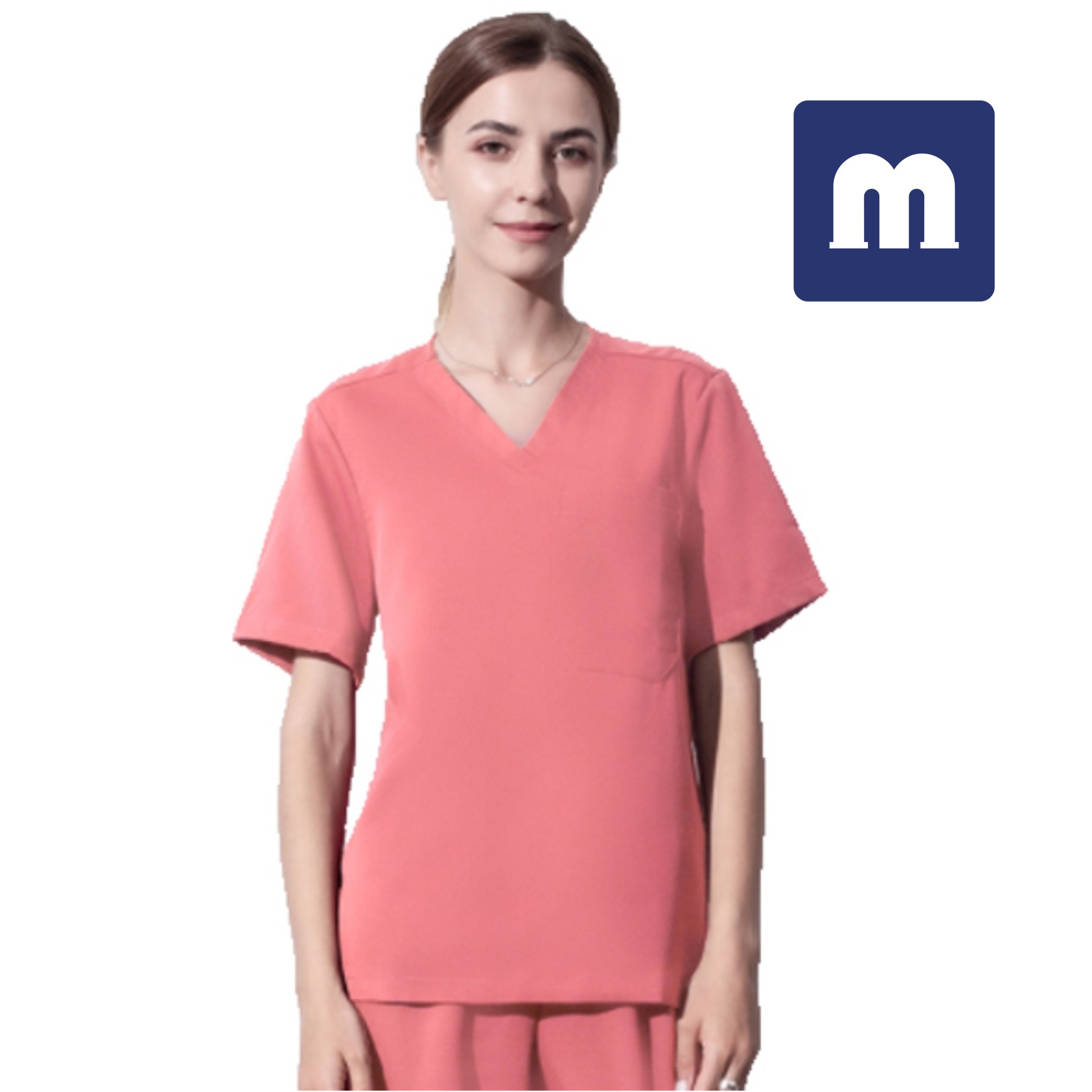 Medigo-047 Two-Pocket Mandarin Collar Scrubs Top+pants for Women & Relaxed Fit, Super Soft Stretch, Anti-Wrinkle Medical Scrubs hospital Uniform shirt