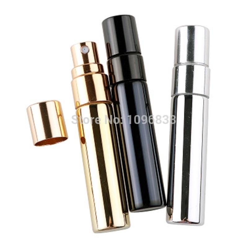 Storage Bottles & Jars 10ml Electroplate UV Glass Tubular Bottle 17mm Diameter Black Gold Silver Spray Refillable Portable Perfume Vial