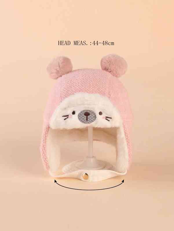 Baby Pom Decor Cartoon Embroidered Hat SHE02