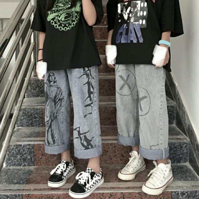 2020 Japanese Style Graffiti Harajuku Pants Jeans Homme Washed Vintage Wide Leg Mens Jeans Loose Pants Hip Hop Pantalon Homme, Style 2
2020 Japanese Style Graffiti Harajuku Pants Jeans Homme Washed Vintage Wide Leg Mens Jeans Loose Pants Hip Hop Pantalon Homme, Style 2