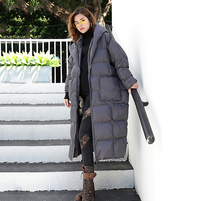 EAM Oversized Long Hooded Cottonpadded Coat Long Sleeve Loose Fit Women Parkas Fashion Autumn Winter JD1210 201027