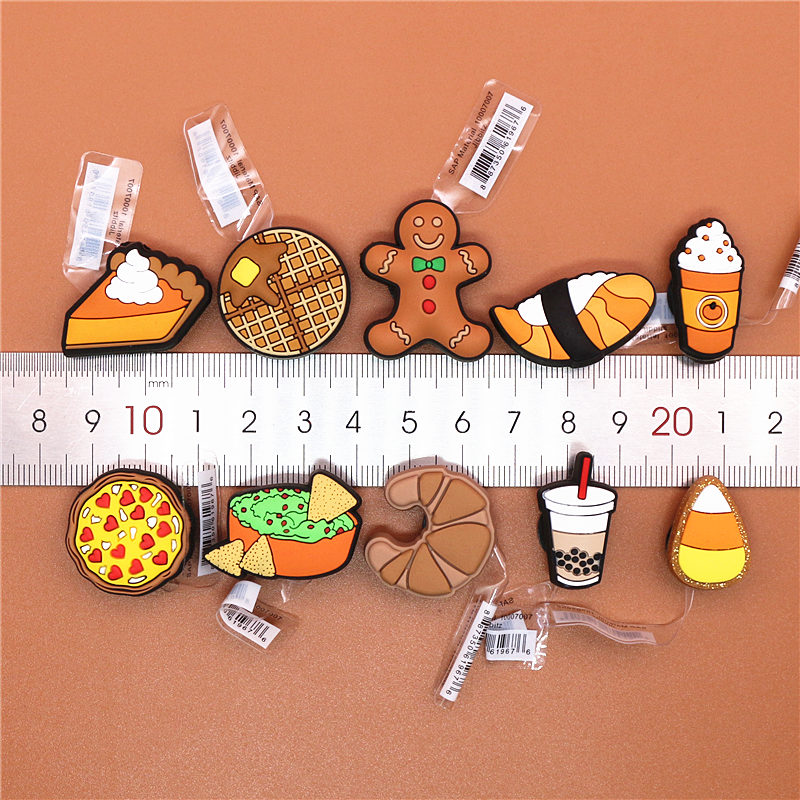 Foods Shoe Charms Cute Sushi Cookies Ice Cream Cake PVC Shoes Sandals Accessories Decoraciones Buckle Kids Gifts