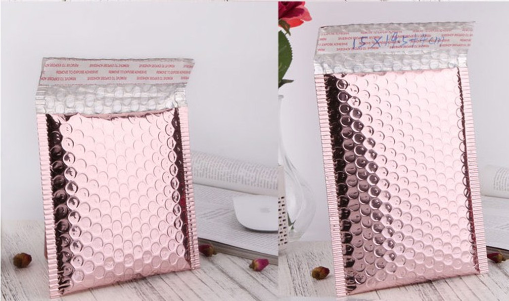 30pcs/lot Rose Gold Bubble Envelope Foam Foil Shipping Mailing Bag Bubble Mailer Envelopes for Gift Packaging 15x13cm/18x23cm