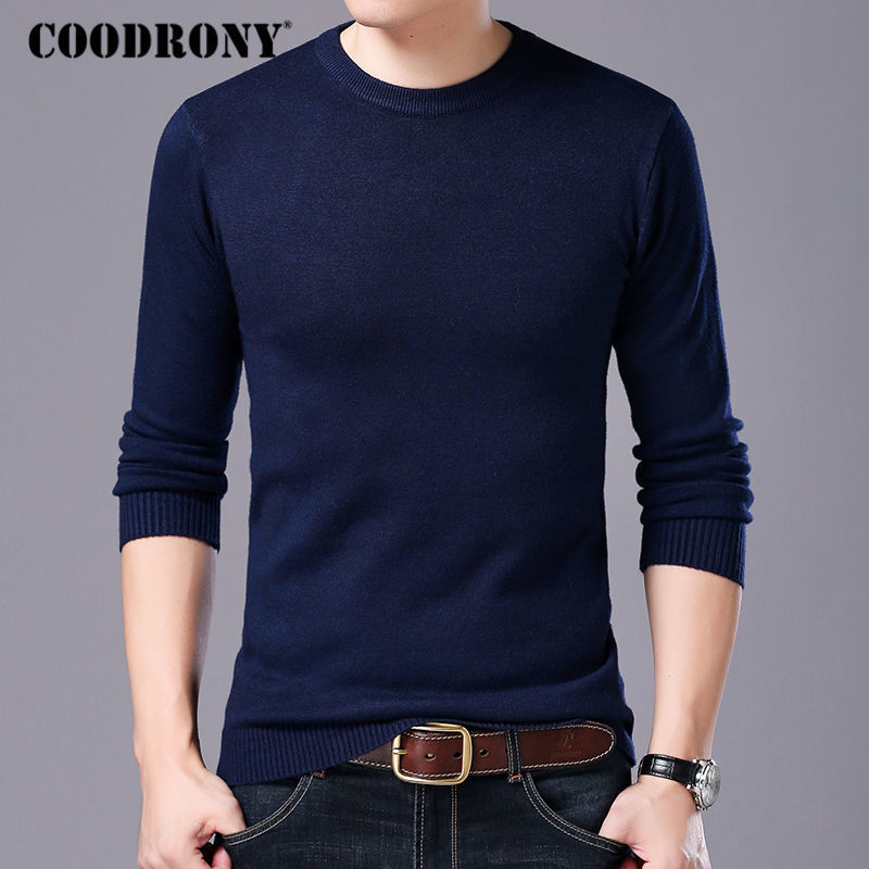 COODRONY Sweater Men Autumn Winter Warm Mens Knitted Wool Sweaters Solid Color Casual O-Neck Pull Homme Cotton Pullover Men 7209 201022