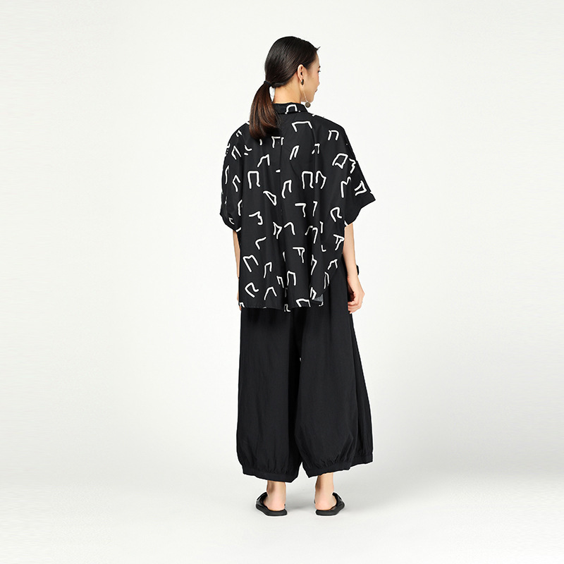 [EAM] New Spring Summer High Elastic Waist Loose Black Brief Linen Wide Leg Pants Women Trousers Fashion Tide JR012 201111