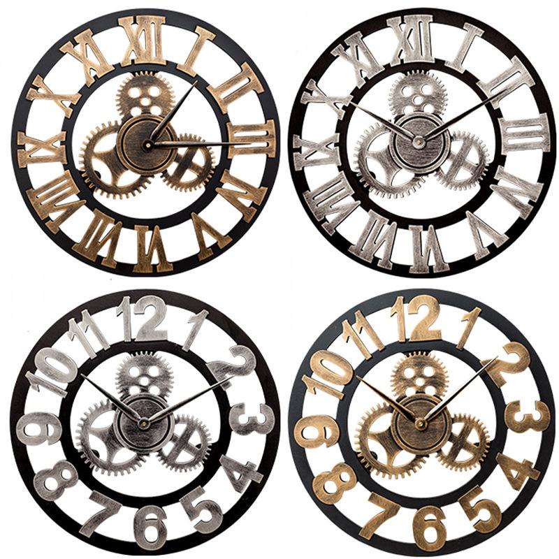 Wall Clocks Antique Style Clock Wood Gear Decorative Horloge Personality Roman Living Room Watch Mute Creative
Wall Clocks Antique Style Clock Wood Gear Decorative Horloge Personality Roman Living Room Watch Mute Creative