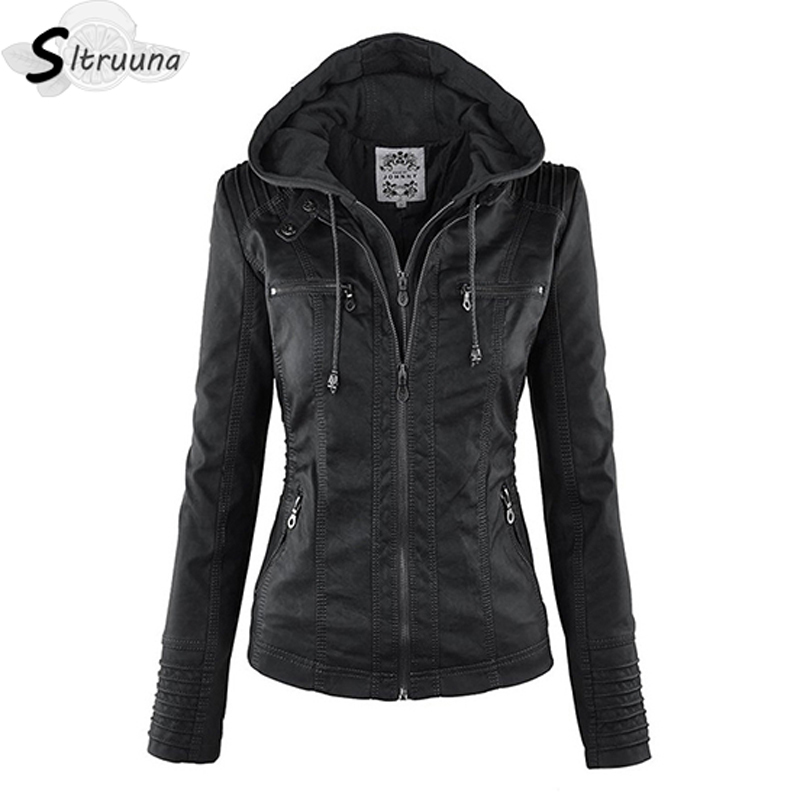 Sitruuna Women hoodies Winter Moto Jacket Hot Turn Down Collor Ladies Outerwear faux leather PU female Jacket Coat 201028