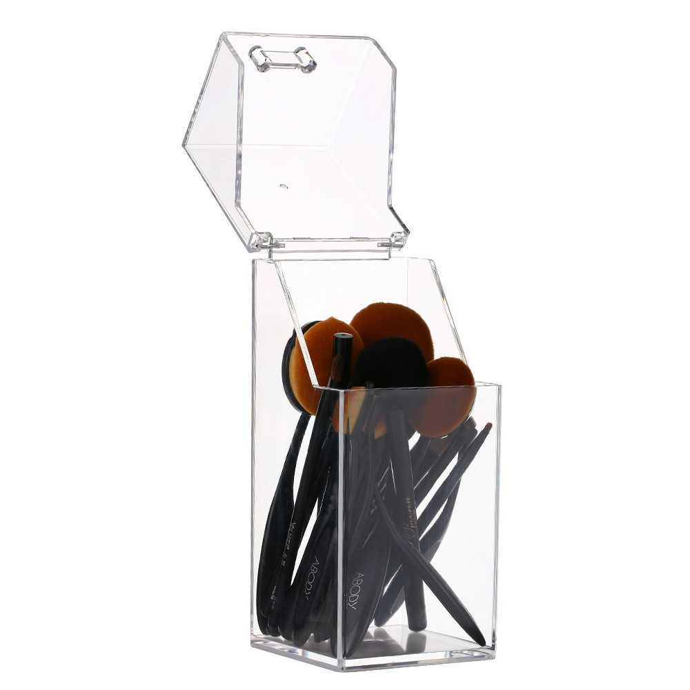 Clear Dustproof Brushes Organizer Storage Box Acrylic Cosmetic Makeup Brush Holder Stand