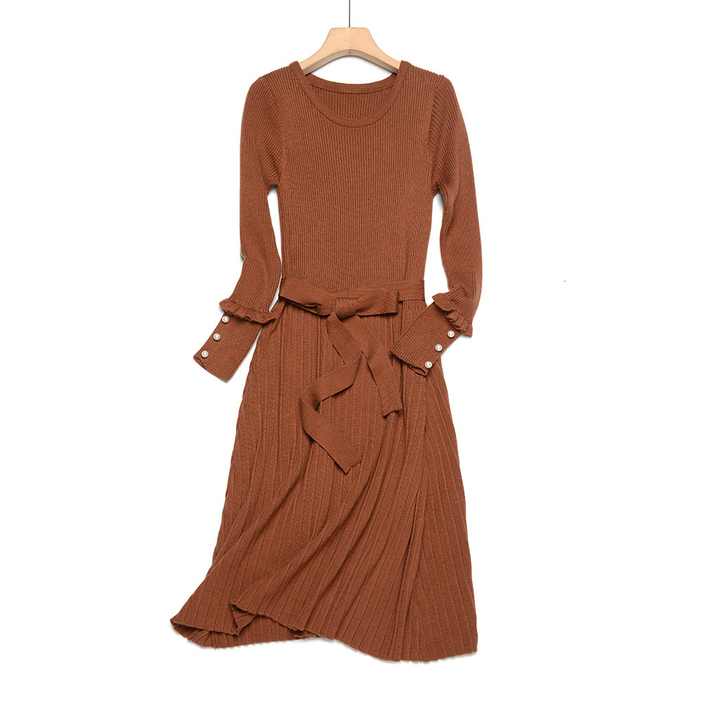 2021 New Elegant Long Sleeve O-neck Sweater Women Thick Autumn Winter Female Slim Ol A-line Pearl Dress with Belt Xfy5, Dark orange
2021 New Elegant Long Sleeve O-neck Sweater Women Thick Autumn Winter Female Slim Ol A-line Pearl Dress with Belt Xfy5, Dark orange