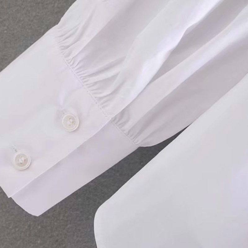 KPYTOMOA Women Fashion Cutwork Embroidery Button-up Blouses Vintage Lapel Collar Long Puff Sleeve Female Shirts Blusas Chic Tops 201125