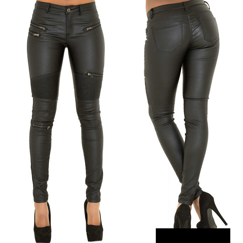 High Waist Stretch Pu Leather Pants Women Skin Tight Motorcycle Gothic Punk Rock Pencil Trousers Zipper Moto Biker Plus Size XS 201031