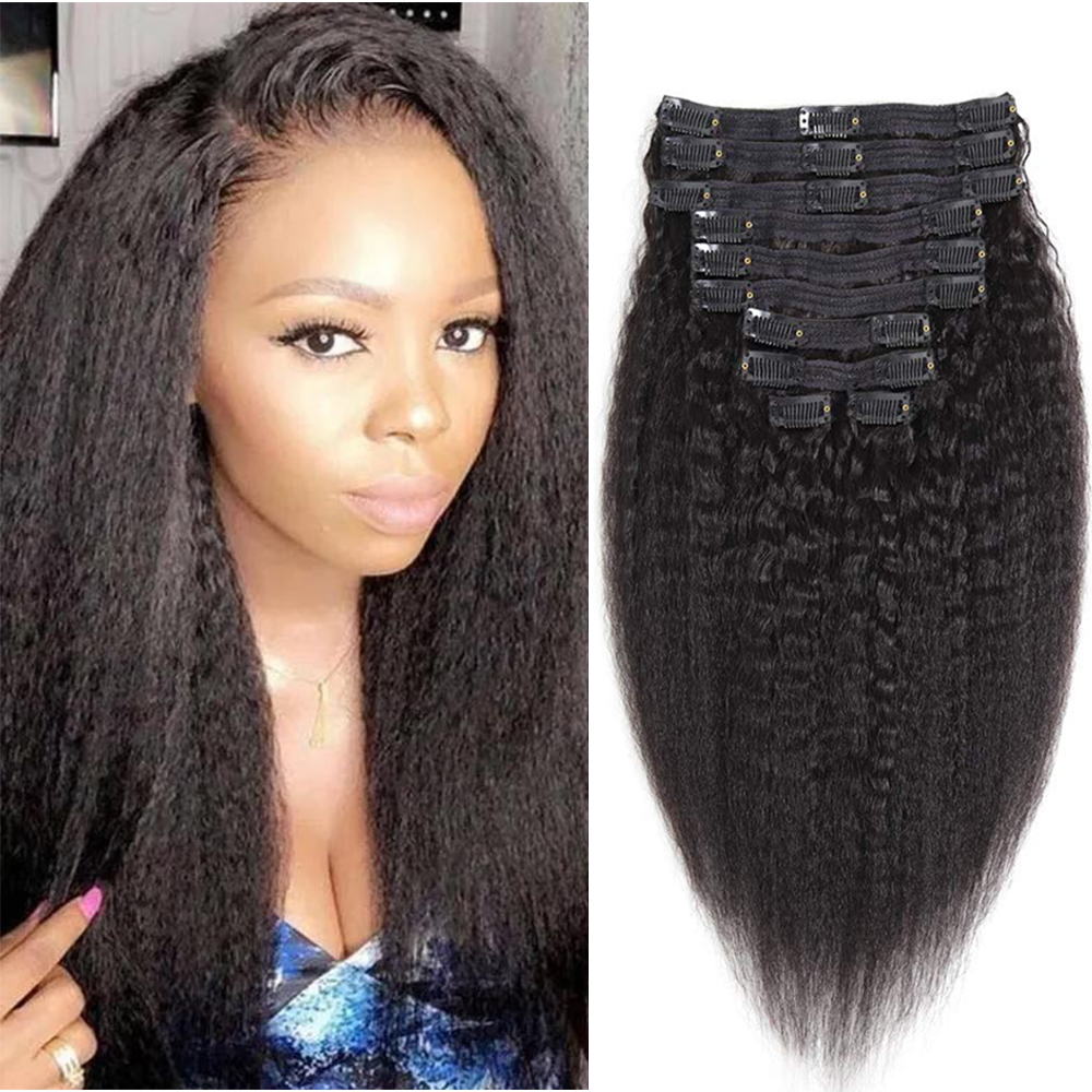 Clip In Hair Extensions Human Hair Brazilian Body Wave 8 Pcs/Set Natural Black Color 8-26 Inch 120G